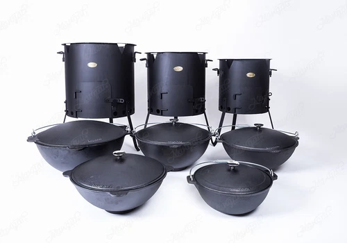 Traditional Uzbek Kazan 100% Cast Iron & Oven Stove Uchag Utchag For Pilaf Plov
