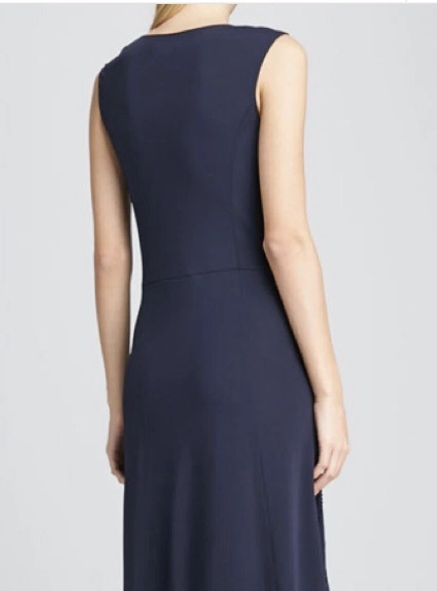 Abito TORY BURCH 'MERIS' SENZA MANICHE CON PERLINE blu navy TAGLIA S $995 splendido boho