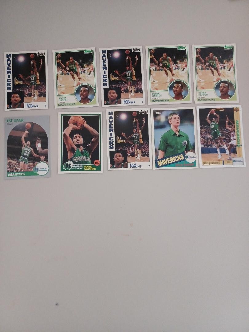 LOT 10 DALLAS MAVS MAVERICKS BASKETBALL CARDS SAM PERKINS HARPER LEVER SCHREMPF!