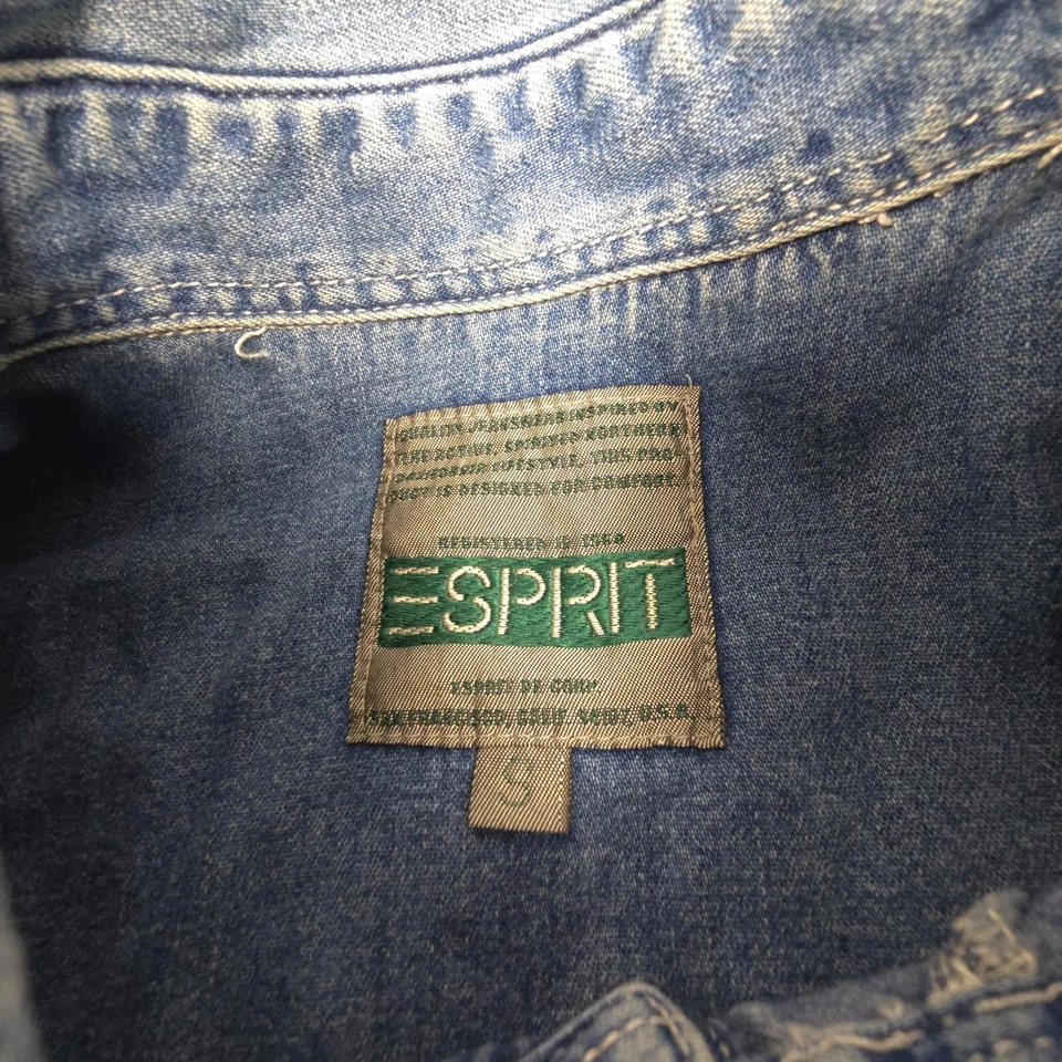 Vintage Espirit shirt mens SMALL blue Long Sleeve Button Up denim cotton Size S - Image 3 of 4