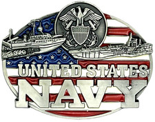 United States Navy USA Flag Military Enameled Belt Buckle New