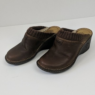 ugg brown leather clogs
