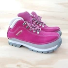 Faded Glory Boots Girls Kids Size 2.5 Pink White Laces Suede Leather