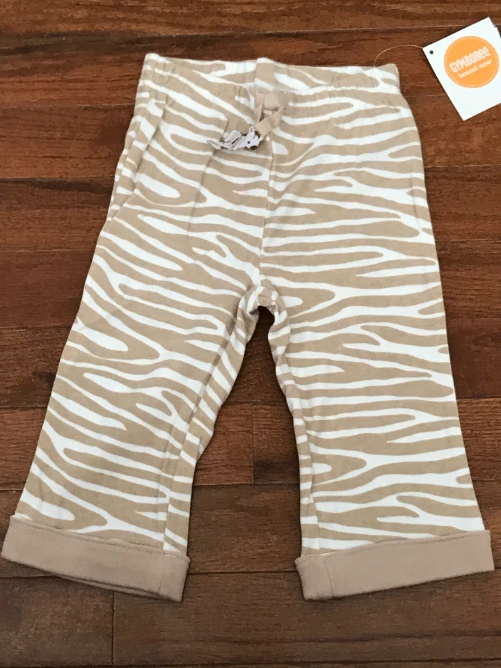 Nuevo con etiquetas Pantalón Gymboree Bebé Bronceado Beige Estampado Cebra Talla 6-12 meses Foto 2 de 4