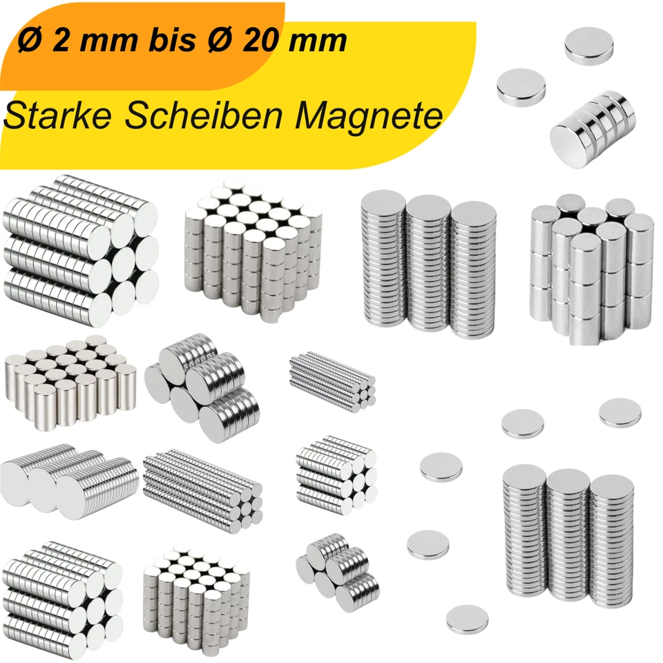 Neodym Magnete nach Wahl - Größe und Stückzahl wählbar - Starke Super Magnete