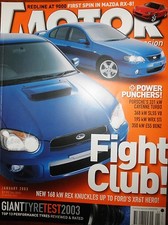 Motor Mag 2003 Ford XR6 Turbo Falcon WRX Mercedes E55 Porsche Cayenne Mazda RX-8