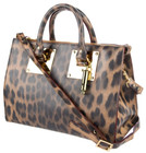 Designer Sophia Hulme Leopard Print Multi Color Leather Med Size Tote Bag