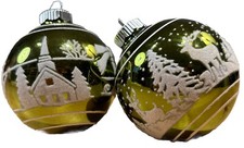 2 Radko Mercury Glass Christmas Ornaments Santa Sleigh Ride Shiny Brite