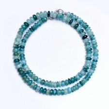 Grandidierite Smooth Rondelle Necklace Green 125 Cts. 18" Bead Size 5.5-6.5mm