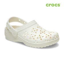 NEW CROCS Classic Floral Cut-Out Clog 210927 Chalk WHITE