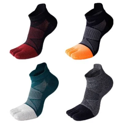 1Pair Running Sport Five Finger Toe Socks Men Cotton Ankle Breathable Anti-slip◈