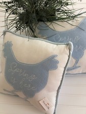 NEW Decorative Pillows NWT Cottagecore Farmhouse Chickens Set of TWO 14" x 14"