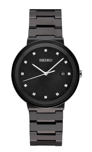 NEW Seiko Essentials PVD Steel Black Dial Quartz Men Watch SUR489 - 第 1/1 張圖片