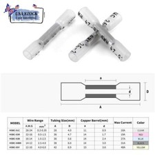 26-24AWG White Heat Shrink Butt Wire Splice Connector Terminals Crimp Waterproof