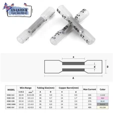26-24AWG White Heat Shrink Butt Wire Splice Connector Terminals Crimp Waterproof