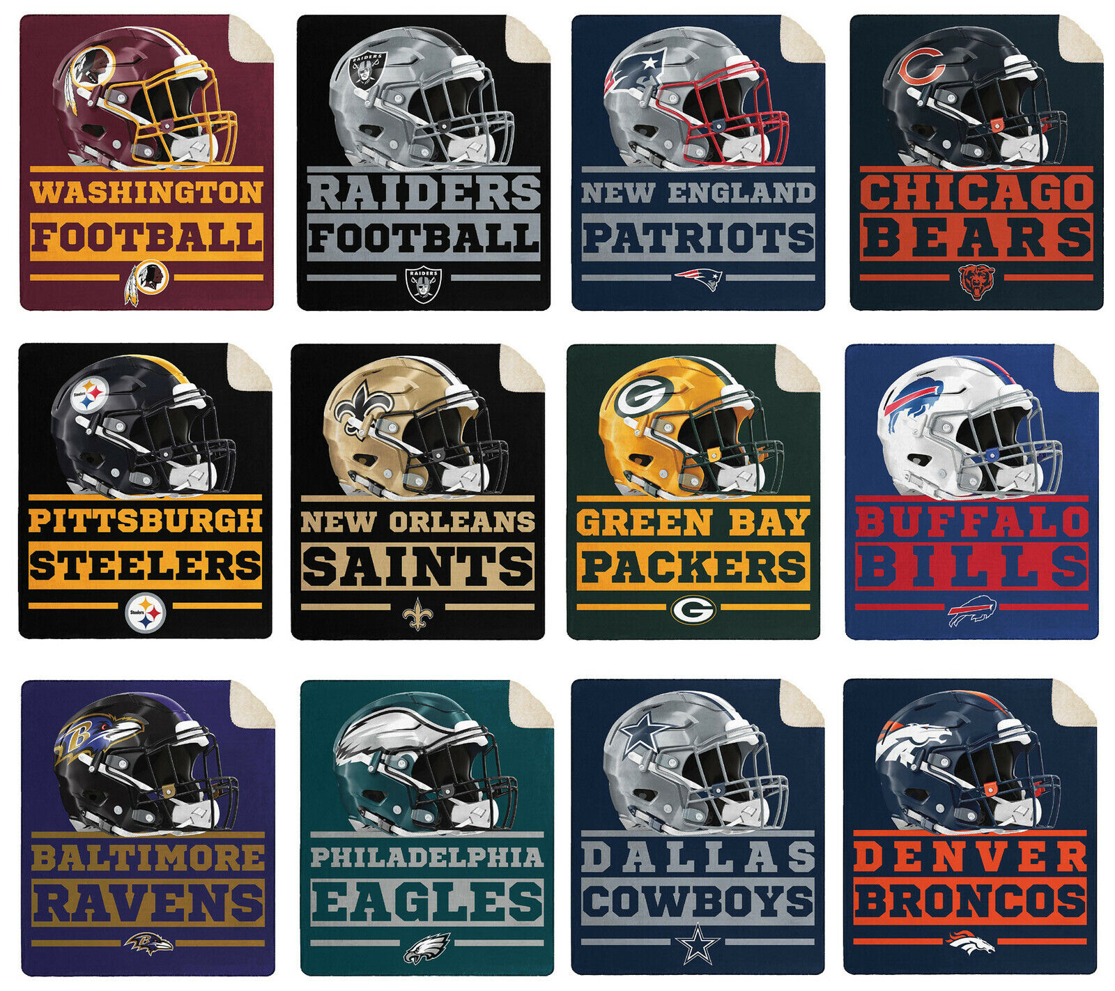 NFL PICK YOUR TEAMS Premium Super Soft Large Throw Blanket with Sherpa 60"x70"