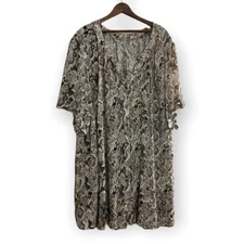Brylane Snake Print Lightweight Button Down Shirt
