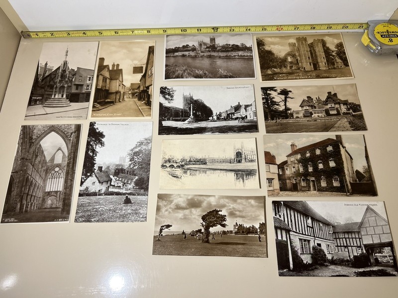 England 1937 Postcards (Lot of 34): Color, Buildings, Castles, Cathedrals, Queen