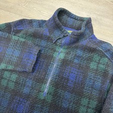 VTG Eddie Bauer EBTek Sherpa Fleece 1/4 Zip Multicolor Plaid Sz M Men  s