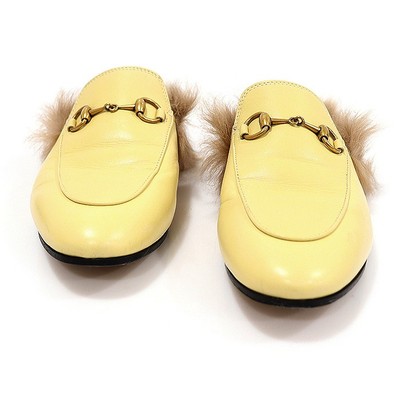 Yellow Gucci Monogram Princetown Slippers Gucci Yellow Leather