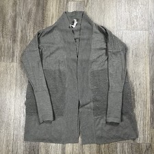 Lululemon Merino Wool Cardigan Sweater Open Front Gray Ribbed Size 6 Athleisure