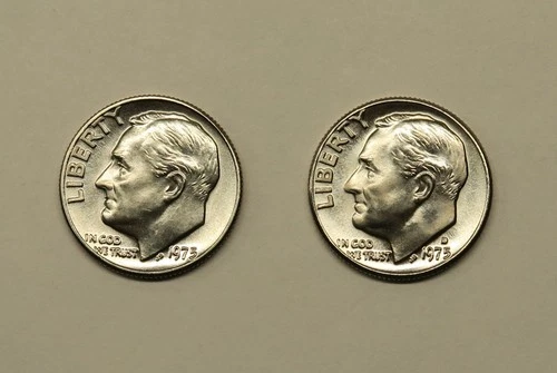 1975 P & D Uncirculated Roosevelt Dimes, Free Shipping