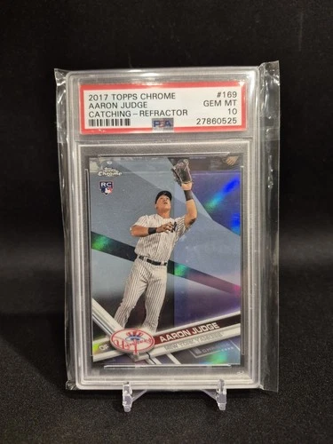 2017 Topps Chrome Refractor #169 Aaron Judge Catching Yankees RC Rookie PSA 10