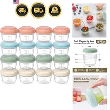 16 Pack 4 oz Small Containers with Lids, Reusable Plastic Jars for Snack and...