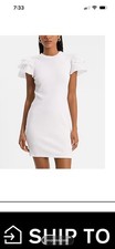 NWT Crew Neck Flutter Sleeve Mini T-Shirt Dress Express Size Medium White