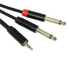 6ft Premium 3.5mm TRS Stereo Male to 2 1/4inchinch Mono Male Y-Breakout Cable
