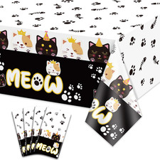 4Pcs Cat Party Tablecloths - 51 X 86.6 Pet Kitten Birthday Decorations Table