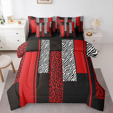 Zebra Cheetah Fur Comforter Set Queen Size 7 Pieces Wild Animal Print Bedding