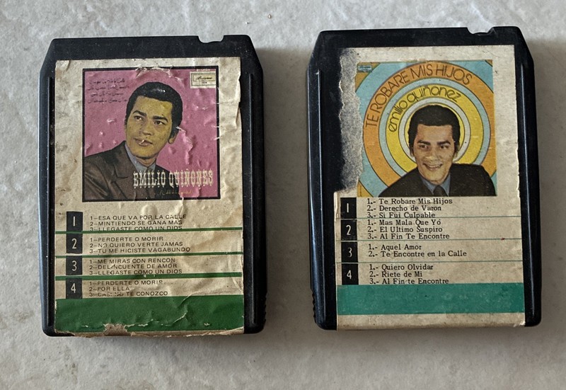 2 Emilio Quiñones 8 Track Cartridge Tape - Te Robare Mis Hijos - Borincano