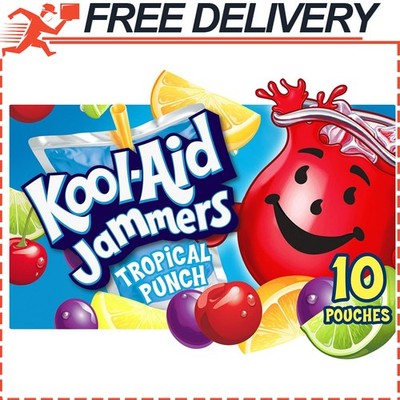 KoolAid Jammers Tropical Punch Flavored Drink Beverage, 10 ct Box, 6oz Pouches