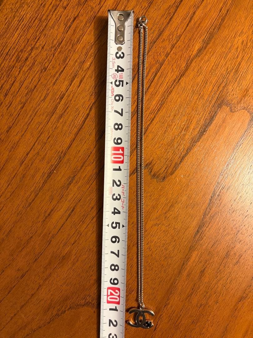 CHANEL Silver Chain Necklace with Coco Mark Black Stone Made in Italy Used thumbnail 5