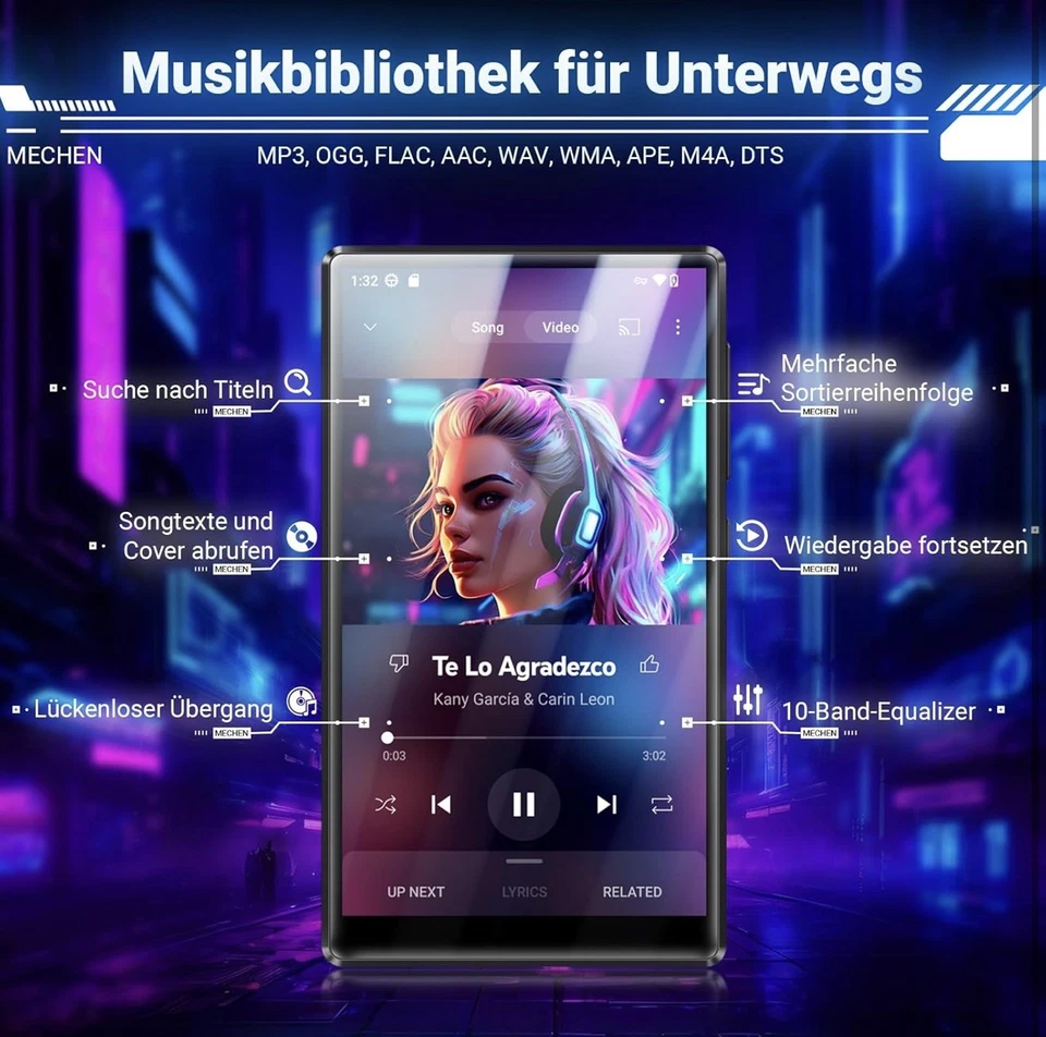 MECHEN 256GB MP3 Player Spotify mit Bluetooth WiFi, Android 13 & WLAN Streaming - Bild 4 von 4