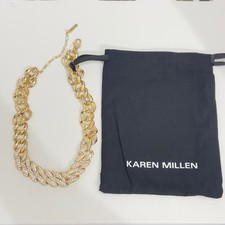 Image of Karen millen gold plated diamante chunky chain detail necklace new