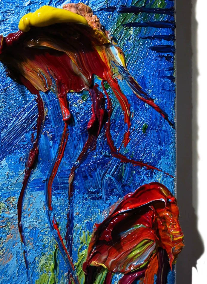 ORIGINAL OLEO█PINTURA ARTE OCEÁNICO█FIRMADO '25█PAISAJE EXTRAÑO NATURALEZA REALISMO POP Foto 2 de 4