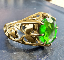 Men's Emerald Ring Solitaire Engagement Ring In 14k Solid Yellow Gold StylisRing