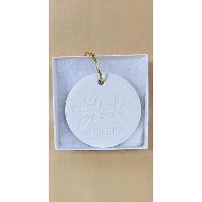 doTERRA White Ceramic Diffuser Ornament Poinsettia Embossed Essential Oil Disc