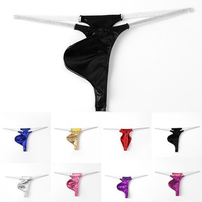 Herren Low Waist Einfarbig T-Back G-Strings Mit Glänzenden Dünnen Trägern