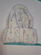 Handmade Crochet Baby 1-2T White Speckled Beanie Hats