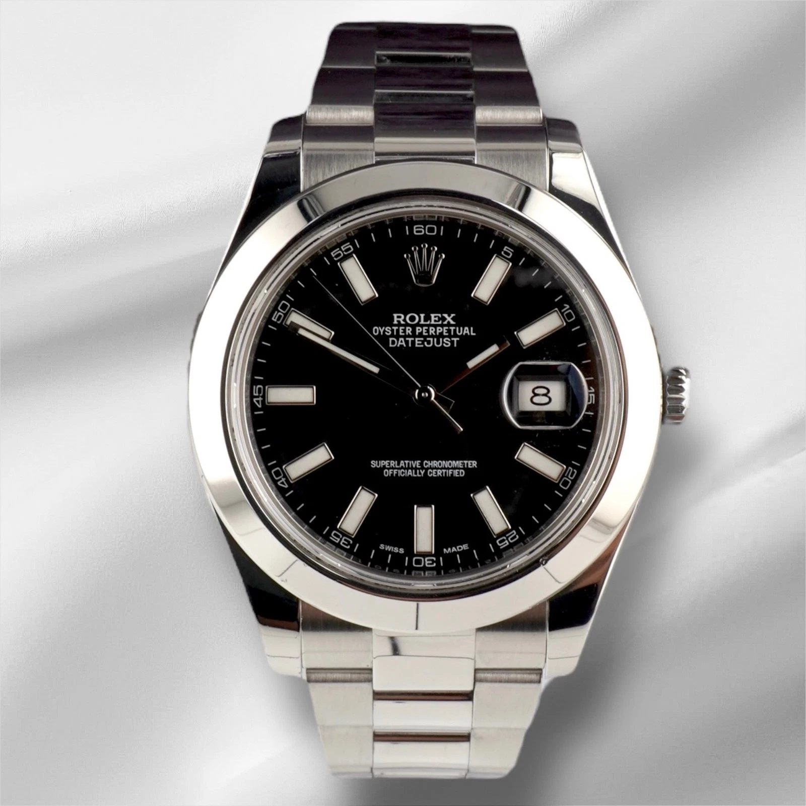 Rolex — Rolex 41mm Datejust II Black Stick Dial Auto Oyster Steel Men's Watch 116300