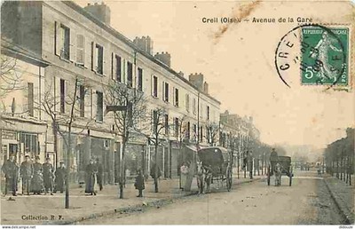 Old postcard - 60 - Creil - Avenue de la Gare - animated - postcard - see Sc
