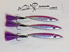3 - 1 oz Minnow Fishing Spoons Jigging Slab Lead lures Purple / silver   Walleye