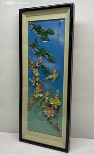 Framed Mother of Pearl Work Trees Flowers Birds