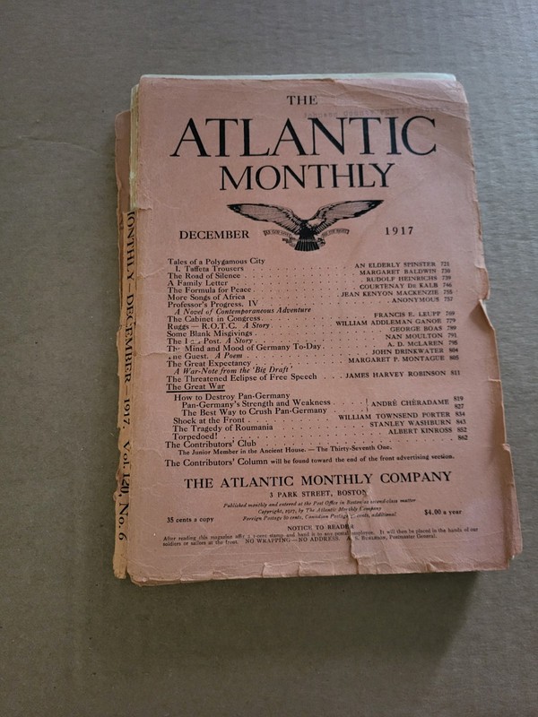 Atlantic Monthly Magazine December 1917
