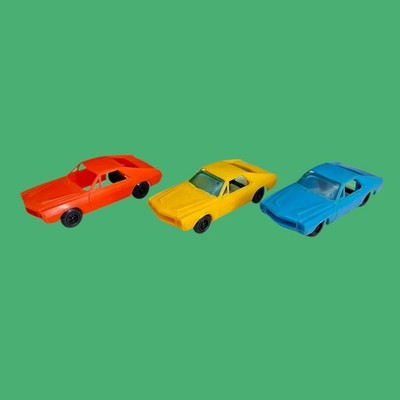 Vintage Tyco AMC AMX 2'' Plastic Scale Model Hong Kong Red Blue Yellow Lot Of 3