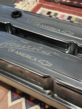Chevy Heartbeat Of America Chrome Valve Covers Sbc 69-82 Corvette Pair