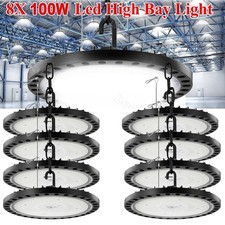 8 Pack 100W UFO Led High Bay Light Commercial Warehouse Factory Lighting Fixture